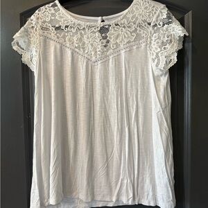 White Lace Yoke Top